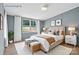 Staged bedroom with bench, updated lights, and a large window with a view at 2611 Dallas Stanley Hwy, Stanley, NC 28164