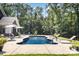 Beautiful backyard with an in-ground pool, patio furniture, and mature trees at 4033 Hilton Lake Rd, Kannapolis, NC 28083