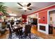Open concept dining area leading to the living room and kitchen, creating a welcoming space at 6421 Hidden Forest Dr, Charlotte, NC 28213