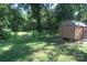 Backyard view of the wooden storage building located at the rear of the property at 1257 Reese Roach Rd, Rock Hill, SC 29730