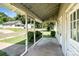 View of covered front porch area with white support posts looking out to street at 404 Community St, Rock Hill, SC 29730