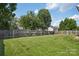Well-maintained lawn, surrounded by a wooden fence, makes this backyard a great place to relax at 10303 Dominion Village Dr, Charlotte, NC 28269