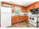 Functional kitchen offers ample cabinet space and vintage appliances, ready for your personal touch at 1033 Rollingwood Dr, Charlotte, NC 28217