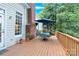 Back deck with outdoor seating and brick chimney at 5015 Foxbriar Trl, Charlotte, NC 28269