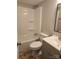 Bright bathroom with a shower-tub combo, toilet, and a vanity with storage, as well as tiled flooring at , Salisbury, NC 28146