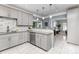 Bright kitchen features white cabinets, granite countertops, stainless steel appliances, and tile backsplash at 6930 Culloden More Ct, Charlotte, NC 28217
