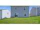 Spacious backyard with lush green grass, a sliding glass door, and light blue siding at 149 Astor St, Troutman, NC 28166
