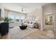 Inviting living room with large windows, stylish furniture, and wood floors, perfect for relaxation at 4010 Caymen Bay Ct, Tega Cay, SC 29708