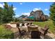 Backyard oasis featuring a fire pit, pool, and seating, perfect for outdoor gatherings at 191 Harris Farm Rd, Mooresville, NC 28115