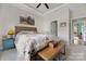 Cozy bedroom featuring a ceiling fan, a wooden bed, and a blue end table at 233 Highland Forest Dr, Clover, SC 29710