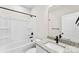 Clean bathroom featuring a shower and bath combination, toilet, and granite vanity at 1017 S Main St, Granite Quarry, NC 28146