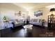Cozy living room featuring plush sofas, decorative art, and dark hardwood floors at 9232 Chislehurst Rd, Mint Hill, NC 28227