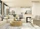 Bright, open-concept living room with contemporary furnishings and a view into the kitchen at 1616 Swallow Tail Dr, Cramerton, NC 28012