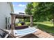 Relaxing backyard deck featuring a covered gazebo, grill, comfortable seating, and a relaxing hammock at 10418 Cullen Ct, Charlotte, NC 28278