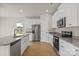 Modern kitchen boasting stainless steel appliances, granite countertops, and white cabinetry at 7007 Jerimoth Dr, Charlotte, NC 28215
