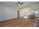 Spacious open-concept living area features wood floors and neutral paint, ready for your décor at 1524 Conestoga Xing, Catawba, NC 28609