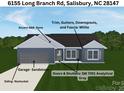 Rendering of exterior showing trim, gutters, and siding colors for a new home in Salisbury, NC at 6155 Long Branch Rd, Salisbury, NC 28147