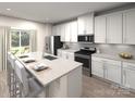 Bright kitchen features white cabinetry, stainless steel appliances, and a granite countertop island at 104 Alden Ct, Shelby, NC 28152