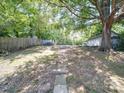 Large backyard with mature trees and a wooden fence at 818 N Jackson St, Salisbury, NC 28144