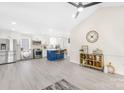 Modern kitchen featuring stainless steel appliances and a blue island at 1025 Bethel Church Rd, Lincolnton, NC 28092