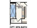 Floor plan of optional spa bath featuring separate shower and dual sink vanity at 121 Brooke Forest Ct, Mooresville, NC 28115