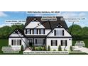 Rendering of a two story house with white siding, black accents, and descriptive labels at 2025 Parks Rd, Salisbury, NC 28147