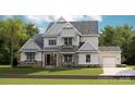 Beautifully rendered two-story home with stone accents, detailed windows, and a manicured lawn at 8111 Farm Crossing Ln # 2, Huntersville, NC 28078