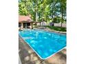 Inviting in-ground pool with surrounding patio and lush landscaping at 315 Camelot Dr, Salisbury, NC 28144