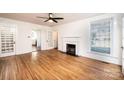 Hardwood floors, fireplace, and French doors in living room at 815 6Th Sw Ave, Hickory, NC 28602