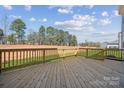 Large wooden deck overlooking a grassy yard and wooded area at 117 Jentri Way, Mooresville, NC 28115