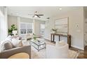Bright living room with a neutral color scheme, plush rug, and ample seating at 8021 Joy Crossing Ln, Charlotte, NC 28214