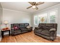 Bright living room featuring hardwood floors and ample natural light at 316 Brawley Rd, Cleveland, NC 27013