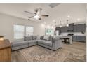 Spacious living room with L-shaped sofa and ceiling fan at 372 Olympia Way, York, SC 29745