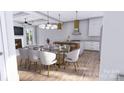 Dining area featuring a modern chandelier, views to the gourmet kitchen and living space at 428 Dover Ave, Charlotte, NC 28209