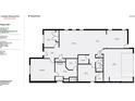 Layout of first floor showing bathrooms, bedrooms, garage, and the kitchen and living rooms at 280 Kerri Dawn Ln, Locust, NC 28097