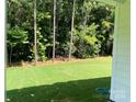 Lush green backyard featuring mature trees creating a private and serene outdoor space at 9130 Dulwich Dr # Ken0079, Charlotte, NC 28215
