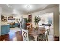 Renovated kitchen with teal cabinets, copper sink, and stainless steel appliances at 9638 Pleasant View Ln, Mint Hill, NC 28227