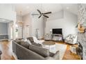 Spacious living room with hardwood floors and a vaulted ceiling at 180 Sink Farm Rd, Mooresville, NC 28115