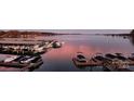 Aerial view of boat docks at sunset at 7831 Spinnaker Bay Dr # 314, Sherrills Ford, NC 28673