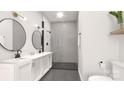 Spa-like bathroom with double vanity, large shower, and modern fixtures at 3437 Byrnes St, Charlotte, NC 28205