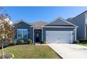 Gray siding ranch home with 2-car garage and landscaped yard at 138 Gray Willow St, Mooresville, NC 28117