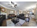 Spacious living room featuring a fireplace and comfortable seating at 7721 Sedgebrook E Dr, Stanley, NC 28164