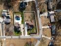 Aerial view showing house, pool, and surrounding neighborhood at 719 Greenbriar Dr, Matthews, NC 28104