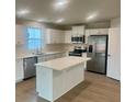 Modern kitchen featuring white cabinets, stainless steel appliances, and an island at 605 Nesbe St # 2228, Lancaster, SC 29720