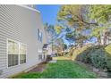 Townhouse side yard with small trees and shrubs at 6078 Bobcat Pl, Charlotte, NC 28269