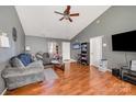 Spacious living room featuring hardwood floors and a ceiling fan at 225 Mighty Joe Trl, York, SC 29745