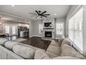 Open living room with a stone fireplace and hardwood floors at 2661 Saluda Rd, Chester, SC 29706