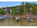 Lakefront property with private dock and lush landscaping at 3255 Lake Pointe Dr, Belmont, NC 28012