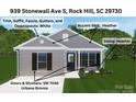 House exterior with gray siding, white trim, and bronze doors and shutters at 939 Stonewall S Ave, Rock Hill, SC 29730