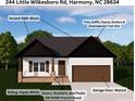 Single-story home featuring Aspen White siding, black accents, and a Walnut garage door at 244 Little Wilkesboro Rd, Harmony, NC 28634